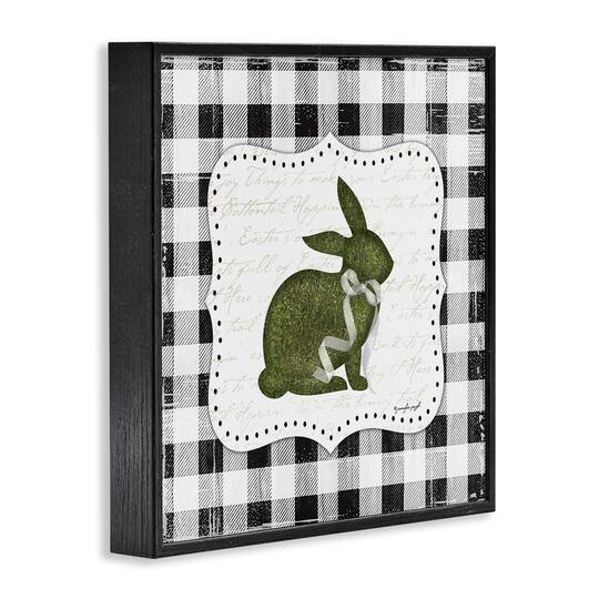 Stupell Industries Festive Easter Bunny Ribbon Spring Plaid Pattern Framed Giclee Art